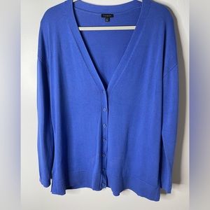Talbots Blue Cardigan Large. Button Down V Neck Patch Pockets